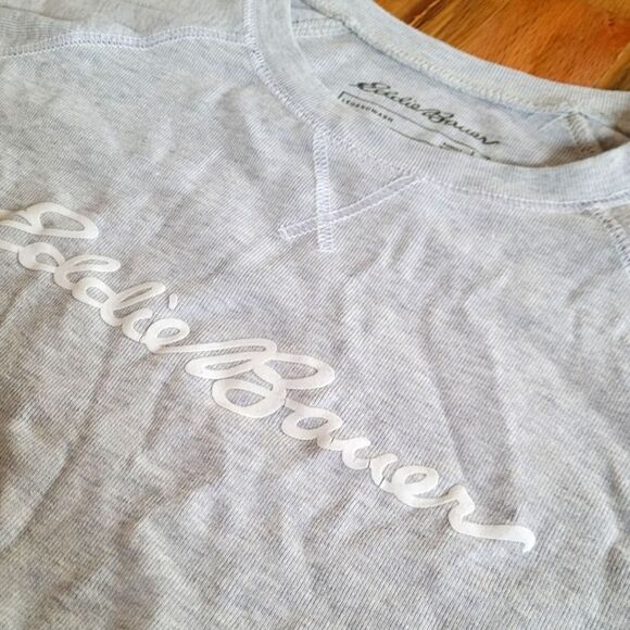 Eddie Bauer Long Sleeve Legendwash Sweatshirt Thermal Distressed Top Large - Picture 2 of 3